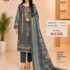 Grey Embroidered Cotton Suit with Digital Dupatta