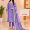Purple Embroidered Cotton Suit with Digital Dupatta