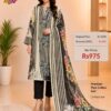 Black with Cream Pure Jam Cotton Karachi Print Suit with Cotton Dupatta & Rayon Bottom