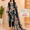 Black Pure Jam Cotton Karachi Print Suit with Cotton Dupatta & Rayon Bottom