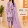 Purple Ready-Made Printed Cotton Suit Set with Dupatta