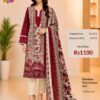 Cream with Maroon Ready-Made Printed Cotton Suit Set with Dupatta