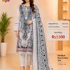 Slate Grey Ready-Made Printed Cotton Suit Set with Dupatta