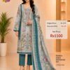 Grey and Teal Cotton Embroidered Suit Set with Digital Cotton Dupatta