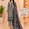 Grey Cotton Embroidered Suit Set with Digital Cotton Dupatta
