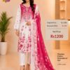 Hot Pink with OFF- White Readymade Printed Cotton Suit Set with Cotton Dupatta