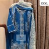 Navy Blue Readymade Printed Cotton Suit Set with Cotton Dupatta