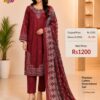 Maroon Readymade Printed Cotton Suit Set with Cotton Dupatta