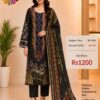 Black Readymade Printed Cotton Suit Set with Cotton Dupatta