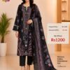 Black Readymade Printed Cotton Suit Set with Cotton Dupatta