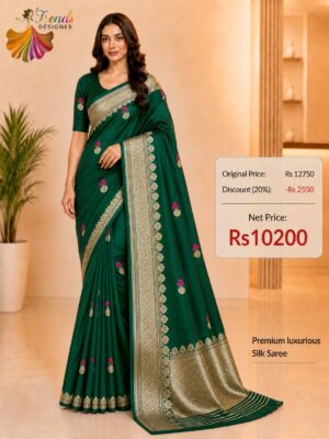 Green Pure Raw Mango Mashru Border Satin Silk Saree with Silk Mark Certificate