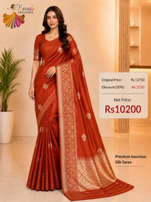 Orange Pure Raw Mango Mashru Border Satin Silk Saree with Silk Mark Certificate