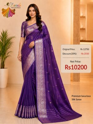 Jamun Purple Pure Raw Mango Mashru Border Satin Silk Saree with Silk Mark Certificate