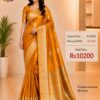 Yellow Pure Raw Mango Mashru Border Satin Silk Saree with Silk Mark Certificate