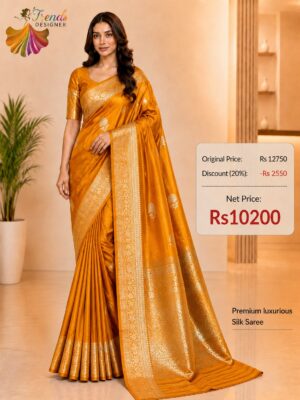Yellow Pure Raw Mango Mashru Border Satin Silk Saree with Silk Mark Certificate