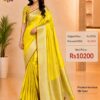 Lemon Yellow Pure Raw Mango Mashru Border Satin Silk Saree with Silk Mark Certificate