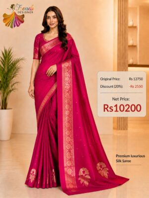 Hot Pink Pure Raw Mango Mashru Border Satin Silk Saree with Silk Mark Certificate