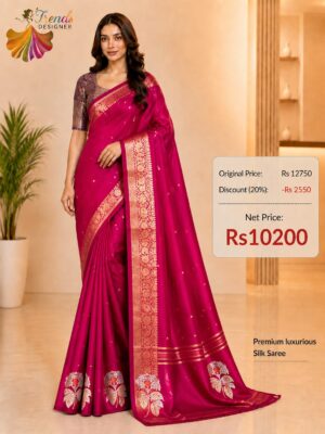 Pink Pure Raw Mango Mashru Border Satin Silk Saree with Silk Mark Certificate