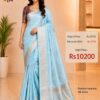 Aqua Blue Pure Raw Mango Mashru Border Satin Silk Saree with Silk Mark Certificate
