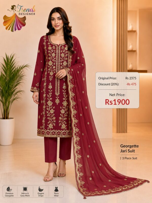 Maroon Dress Material Georgette Suit