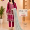 Magenta Georgette Mirror & Gota Work Semi Stitched Suit Piece with Mint Green Embroidered Dupatta