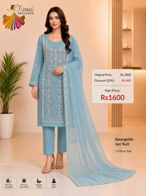 Sky Blue Dress Material