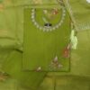 Olive Green Readymade Cotton embroidered 3 piece suit set for women