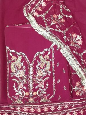Magenta Georgette Embroidered 3 Piece Suit for Women with Matching Dupatta | Trends Designer