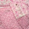 Women's baby pink readymade cotton floral printed 3 piece suit with matching printed cotton pants and dupatta by Trends Designer Wear.