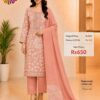 Peach Readymade Cotton 3 Piece Suit Set with Floral Printed Kurta and Cotton Dupatta for Women