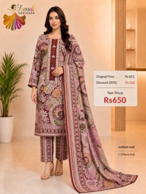 Premium Maroon Paisley Printed Cotton Suit | 3 Piece Cotton Dress Material for Women | Trends Designer Wear