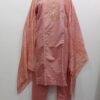 Premium peach pink readymade embroidered cotton suit with matching pants and embroidered dupatta for women.