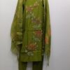 Olive Green Premium Embroidery Cotton Readymade Suit with Floral Embroidery and Matching Dupatta for Women