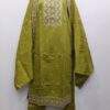 Olive Green Banarasi Cotton Blend Readymade Suit with Matching Dupatta for Women by Trends Designer Wear