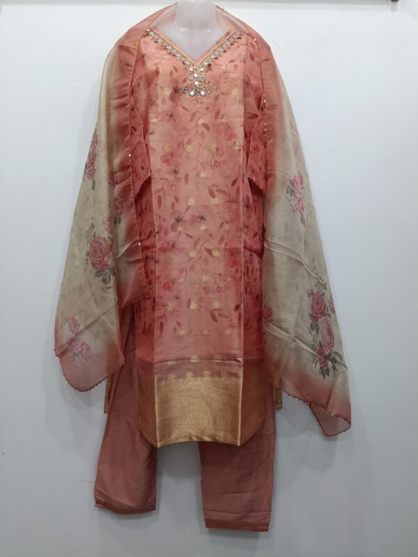 Premium cotton embroidery readymade suit with floral print and matching dupatta for womenPremium cotton embroidery readymade suit with floral print and matching dupatta for women