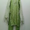 Premium Light Green Printed Cotton Heavy Embroidered Readymade Suit Set with Kurta Pant and Dupatta for Women