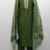 Premium Olive Green Silk Blend Embroidered Readymade Suit Set with Kurta Pant and Dupatta for Women