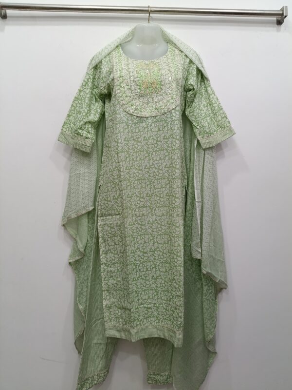 Premium Mint Green Dola Silk Heavy Embroidered Readymade Suit Set with Kurta Pant and Dupatta for Women