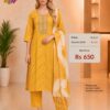 Premium Cotton Bandhani Print Readymade Suit Set for Women in Mustard Yellow with Cotton Dupatta