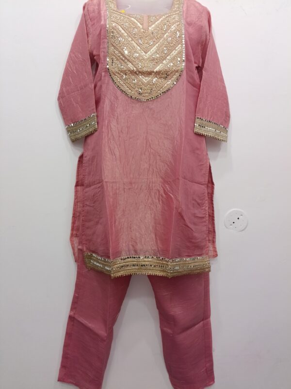 Premium Organza Readymade Co-Ord Set for Women in Pink with Designer Dupatta