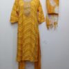 Premium Cotton Bandhani Print Readymade Suit Set for Women in Mustard Yellow with Cotton Dupatta