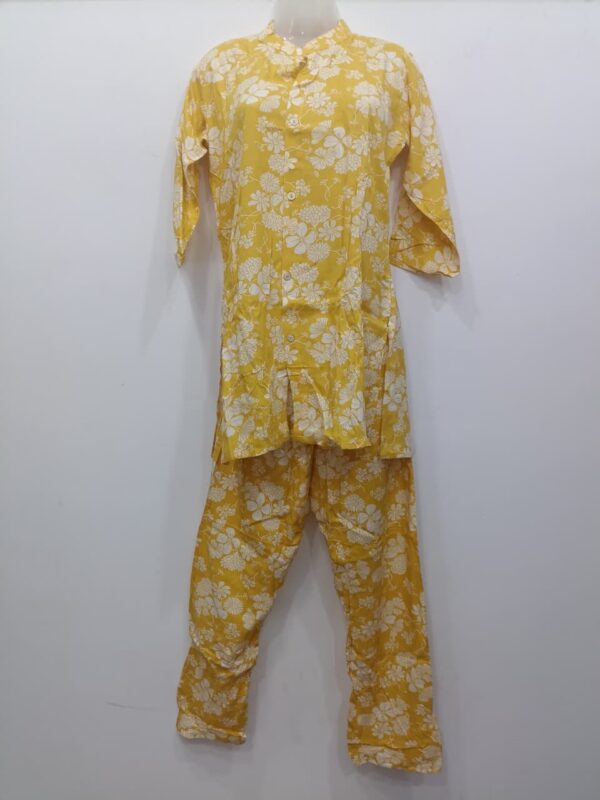 Premium Cotton Floral Print Readymade Co-Ord Set for Women in Yellow