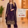 Purple Georgette Embroidered Dress Material with Dupatta for Women by Trends Designer