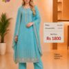 Sky Blue Organza Embroidered Dress Material for Women by Trends Designer