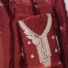 Maroon Jimmy Choo embroidered dress material with matching embroidered dupatta for bridal and wedding wear by Trends Designer Wear