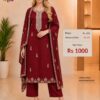 Wine Red Jimmy Choo embroidered dress material with matching embroidered dupatta from Trends Designer Wear