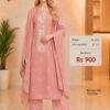 Elegant Pink Banarasi Silk City Dress Material with Embroidered Neck and Matching Dupatta