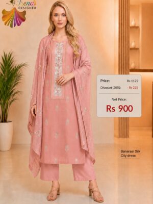 Elegant Pink Banarasi Silk City Dress Material Set for Women | Trends Designer Wear