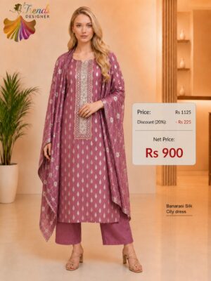 Dusty Rose Banarasi Silk City Dress Material for Women | Trends Designer Wear