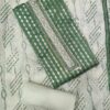 Dark Green Banarasi Silk City dress material with designer woven neckline and matching dupatta